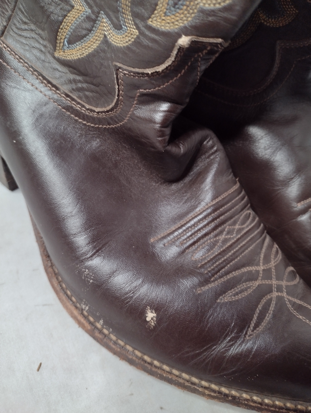 Justin H1417 Brown Leather Cowboy Western Boots Size 11 Embroidered - Picture 4 of 10